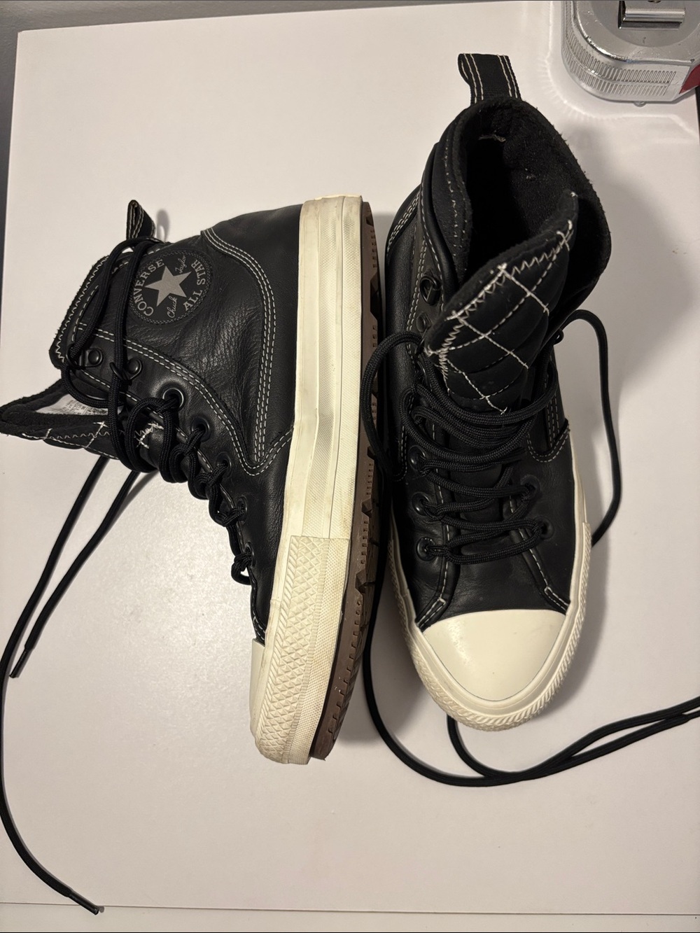 Converse All Star Black and White High-Top Leather waterproof Sneakers Converse
